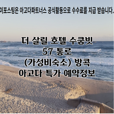 더 살릴 호텔 수쿰빗 57 통로 (가성비숙소) 방콕 아고다 특가 예약정보