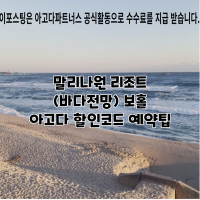 말리나원 리조트 (바다전망) 보홀 아고다 할인코드 예약팁