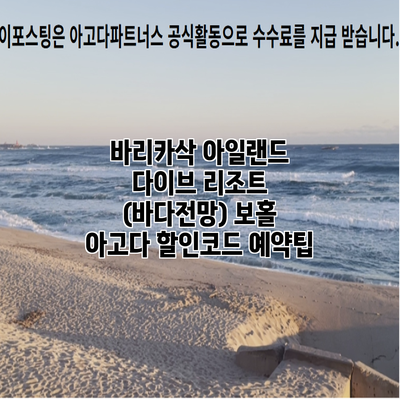 바리카삭 아일랜드 다이브 리조트 (바다전망) 보홀 아고다 할인코드 예약팁